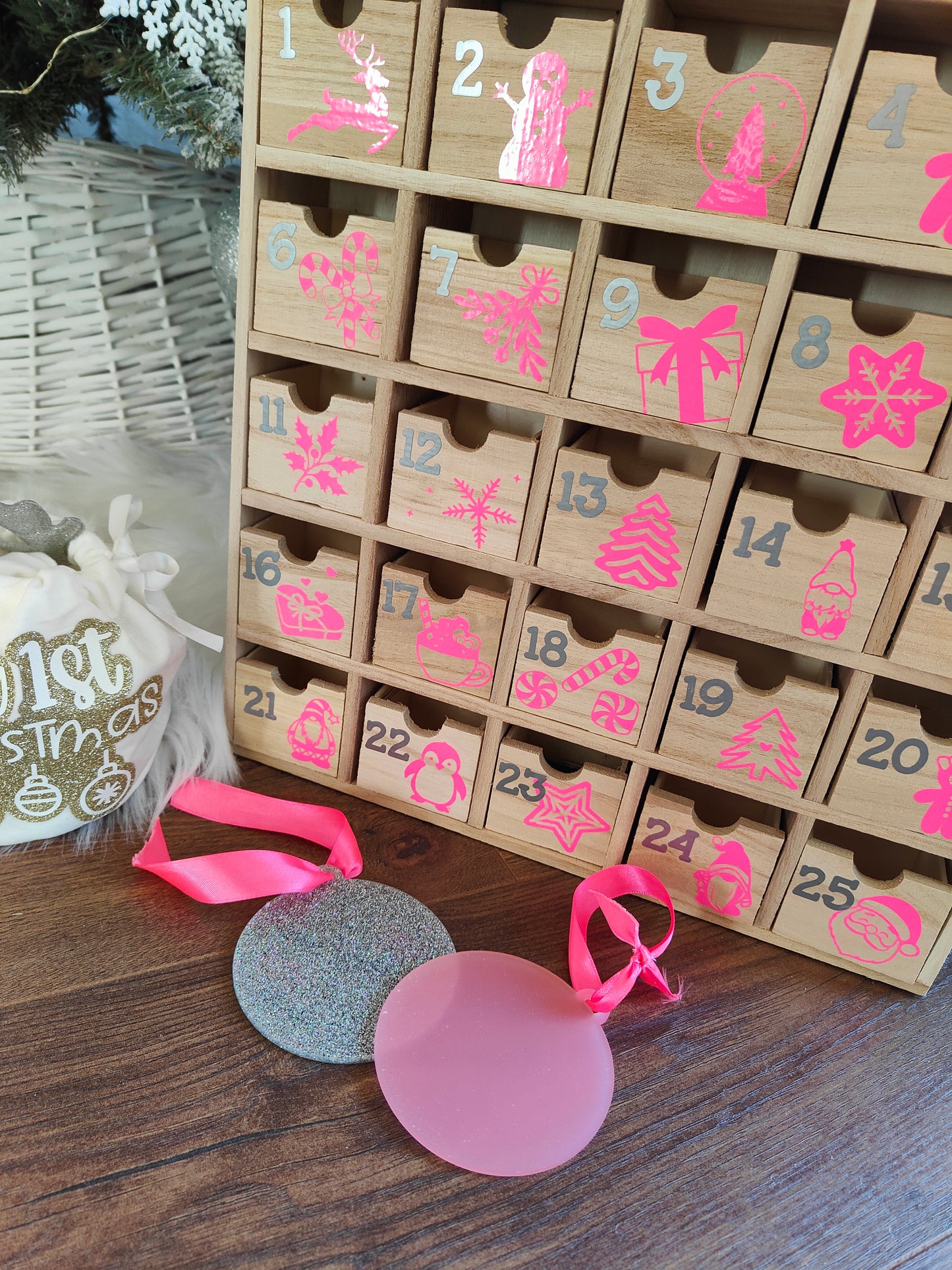 Large wooden family advent calendar