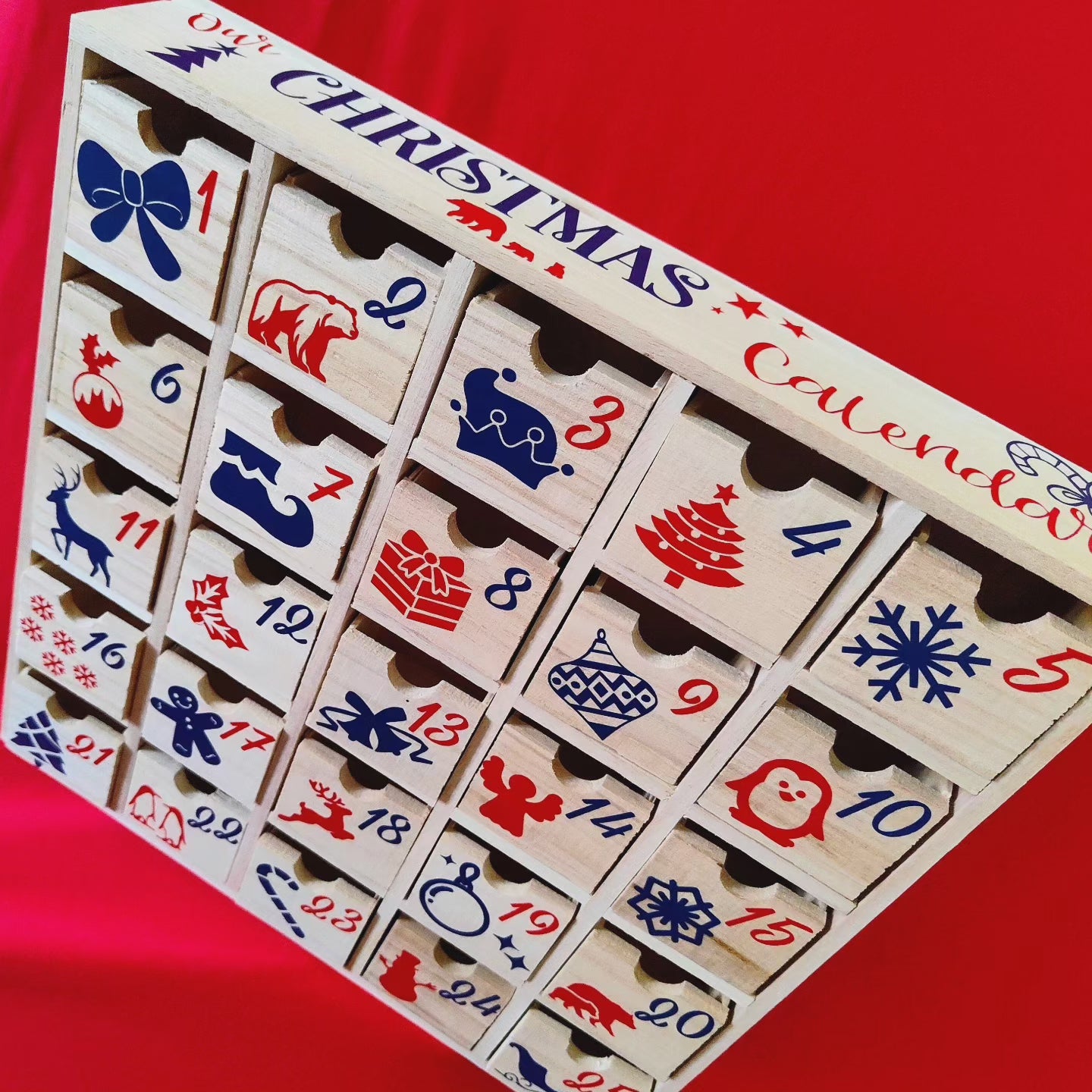 Large wooden family advent calendar